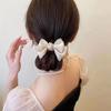 Pinza para el cabello de lazo de malla de perlas, coleta alta fija, agarre para el cabello, accesorios para el cabello, nuevo elegante pasador para moño, tocado