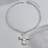 Collar Cruz Retro Francés para Mujer Simple Textura Metálica Martillada Diseño de Nicho Temperamento Joyería de Moda Nuevo