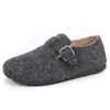 Fivela Retro Birkenstock Sapatos de Algodão Femininos de Inverno Slip-on Feltro Mais Veludo Pessoa Preguiçosa Botas de Algodão Fundo Plano Quente Casuais Sapatos de Algodão