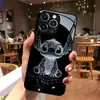 Funda dura premium para iPhone 15 17 Pro de dibujos animados coreanos y japoneses, linda, con diamantes de estrellas, Stitch, funda de teléfono de alta transparencia