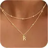 Collar con Colgante de Inicial de 26 Letras Transfronterizo Europeo y Americano de Amazon Exquisito Chapado en Cobre Oro de 14K Personalizado Simple Moda Joyería