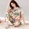 Pijama para mujer Tallas M-5XL, de manga corta, pantalón corto, verano, corte holgado, talla grande, conjunto casual para estar en casa, para mujeres de mediana edad y mayores, adecuado para usar tanto en interiores como en exteriores