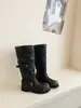 Botas de Motociclista Longas Vintage com Design de Nicho Desgastado para Mulheres, Botas de Cano Médio com Salto Grosso, Botas de Cano Alto Estilo Workwear