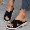 Sandálias Femininas de Verão Novo Estilo, Comércio Exterior, Tamanho Grande, Sola Grossa, Tiras Cruzadas, Confortáveis e Respiráveis com Cabedal de Tecido Elástico, Estilo Europeu e Americano
