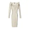 Vestido de Tricô Elegante Feminino 2025 Novo Moda Europeia e Americana Estilo Ins Cruzamento de Fronteira Gola Quadrada Torcido Malha Duas Vias Atacado