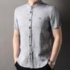 Camisa de Lino 100% Hengyuanxiang para Hombre de Manga Corta 2025 Verano Nuevo Estilo Camisa de Cuello Guofeng Camisa de Manga Corta para Hombre