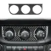 Adecuado para modelos Jeep Wrangler 11-17, juego completo de decoración interior de fibra de carbono para el logotipo del volante y el marco del interruptor del aire acondicionado