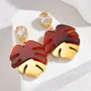 Pendientes de Hoja con Diamantes de Colores Moda Europea y Americana Transfronteriza Diseño Personalizado de Moda Pendientes de Hoja de Acero Inoxidable Venta al por Mayor