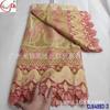 Tecido de renda tingido para vestido de noite, vestido de noiva, bordado a laser com aplique de seda leite europeia e americana, renda vazada
