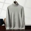 Suéter de Cachemira para Hombre Cuello Alto Base Clásico Versátil Color Sólido Suéter Pulóver Otoño e Invierno Nuevo Camisa Base de Manga Larga