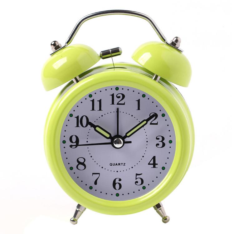 3寸金属打铃闹钟 超静音 夜光针 带夜灯