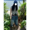 Shorts de Mezclilla Vintage Desgastados con Diseño de Rayos Talla Grande para Mujer, Nuevo Estilo Verano 2026, Pantalones Acortados Sueltos de Pierna Ancha, Modernos
