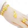 Pulseira Dourada Vietnamita para Mulheres Conjunto de Pulseiras Florais Banhadas a Ouro Latão Bênção de Casamento Joias de Casamento