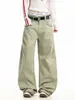 Calça de Trabalho Oreeta Estilo Americano Cleanfit Simples e de Alto Padrão para Homens e Mulheres com Decoração de Rebite Metálico Calça Casual de Perna Larga