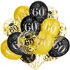 Set de Globos con Confeti Negro Dorado para 16 18 30 40 50 60 Años Combinación Decoración para Fiesta de Cumpleaños de Adultos