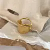Anel Vazado Banhado a Prata Espessa de Cobre Branco, Estilo Francês Europeu e Americano, Anel de Personalidade Irregular Nova Moda, Anel Tendência de Formato Irregular