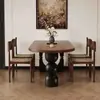 Nueva Mesa de Comedor Retro de Madera Maciza Estilo Francés, Forma Ovalada, Adecuada para Hogares Pequeños, Mesa de Comedor y Escritorio Integrados para Sala de Estar Estilo Antiguo Negro
