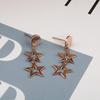 Nueva moda personalidad aretes estrella de cinco puntas oro rosa versión coreana de aretes al por mayor temperamento largo no se desvanece