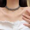 Collar de perlas de Tahití de imitación gris de doble capa apiladas, moderno y elegante, estilo Spice Girls, para mujer, ligero y lujoso, para clavícula.