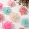 Niña dulce organza borde quemado color sólido malla hilo flor diy hecho a mano todo partido pasador accesorios para el cabello accesorios para la ropa venta al por mayor