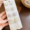 Brincos de Moda Flor Pérola Agulha de Prata Conjunto de Dez Peças, Brincos de Temperamento Fresco e Doce, Brincos de Design Exclusivo para Mulheres