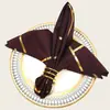 Suministro de Servilletas Cuadradas Estilo Americano, Servilletas de Tela Oxford de 20*20 Pulgadas con Rayas Estampadas en Oro, Servilletas Estilo Western, Venta al por Mayor de Fábrica