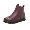Zapatos de Invierno para Mamá Nueva, Zapatos de Algodón, Zapatos Planos Antideslizantes Retro para Mujer, Botas Cortas Cálidas con Forro Polar para Edad Media y Avanzada, Botas de Cuero para Personas Mayores