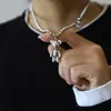 Colgante de oso violento móvil lindo oso de dibujos animados letra oso cadena larga para suéter de pareja accesorios hip hop para hombres