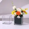 Changyi al por mayor caja de flores acrílica transparente cuadrada flores planta verde arreglo floral contenedor hidropónico material floral