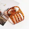 Pinza para el pelo ovalada con garra de moda, estampado de leopardo, estilo retro, versátil, para recogidos, pinza de tiburón para el pelo, accesorio para el pelo