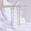 Pendientes de borla largos con incrustaciones de diamantes y estrella de cinco puntas para mujer, joyería de lujo con temperamento para novia, venta al por mayor, Europa y Estados Unidos