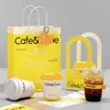 Taza de Café Estilo Ins de Celebridad de Internet Vaso de Papel Desechable Taza para Té con Leche con Tapa Vaso para Llevar Bebidas Calientes Embalaje Vaso con Logotipo Impreso
