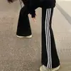 Pantalones Deportivos Negros Acampanados para Mujer, Nuevo Estilo Primavera y Otoño 2026, Cintura Alta, Caída Suelta, Ajuste Delgado para Otoño e Invierno