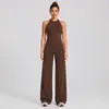 Conjunto de ropa de yoga transfronterizo, conjunto de chaleco deportivo de secado rápido, pantalones rectos holgados de cintura alta para adelgazar, conjunto para correr y fitness