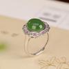 Yilu prata S925 prata esterlina banhado a ouro Hetian jade jade Ruyi oco luz de luxo ovo anel de superfície anel temperamento retrô