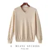 Suéter Novo de Cashmere 100 Montanhas Outono e Inverno Suéter de Malha Interno de Alta Qualidade Gola V Cor Sólida Suéter Quente Camisa Base Masculina
