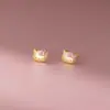 Pendientes de Plata de Ley S925 Nalan, Modernos, Lindos, Pequeños y Exquisitos, Pendientes de Gato Esmerilados Joyería M07622