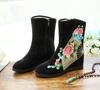 Botas Individuales Botines de Tacón Alto de Seis Cm Botas Cortas Primavera y Otoño Botas de Tela Zapatos Cortos de Mujer Zapatos Bordados Zapatos de Tela Zapatos Hanfu