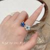 Anillo de Doble Flor de Diseño Nicho para Mujer, Lujo Accesible, Alta Gama, Anillo Versátil para Dedo Índice, Anillo Abierto Ajustable para Mujer