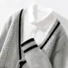Nuevo Estilo Otoño e Invierno Suéter 100% Lana Pura para Hombre Cuello en V Engrosado Holgado Talla Grande Suéter Versátil Chaqueta Cálida Tejido