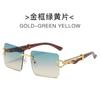 Óculos de sol quadrados decorativos sem aro estampa de guepardo cor masculina e feminina óculos de sol de metal com cabeça de leopardo retrô óculos de sol transfronteiriços atacado