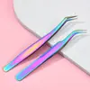 Pinzas para Pestañas Postizas de Punto de Fábrica Pinzas para Pestañas Postizas Graftadas Pinzas Hermosas para Pestañas Pinza de Pluma Dorada Floreciente Rizador de Pestañas Estilo Titanio de Color