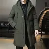 Comércio exterior atacadista inverno novo algodão de tamanho grande para jovens urbanos, jaqueta de algodão à prova de frio de comprimento médio, casaco quente masculino