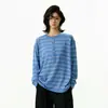 Suéter de Tricô Versátil Outono Feminino Listrado Color Block Estilo Coreano Gola Henley Solto Macio Listrado Novo Top