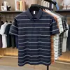 Camiseta Popular de Manga Corta para Hombre con Bolsillos Reales, Polo Rayado, Ropa Casual para Hombre, Camisa de Media Manga