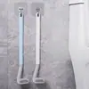 Escova de vaso sanitário doméstica para limpeza sem cantos mortos, escova multifuncional de cabo longo montada na parede, estilo japonês, prática e portátil
