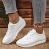 Explosiones transfronterizas Zapatos blancos de verano Suela suave Combinan con todo Zapatos Forrest Gump con cordones Tenis casuales Zapatos para correr de piel suave Zapatos de mujer