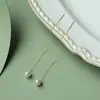 Brincos de Pérola de Água Doce Ouro 18K Au750 Borla Redonda Pérola de Alto Brilho Simples e Elegantes Brincos Femininos Atacado de Shuibei