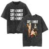 Camiseta Lavada Transfronteriza Hip Hop Espía Elegante Espía X Familia Periférico Animación Verano Pareja Manga Corta