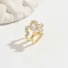 Pendientes de Clip de Flor de Zirconia para Mujer Sin Perforaciones, Pendientes de Lujo Ligero Estilo Coreano de Alta Gama, Accesorios de Moda Europeos y Americanos